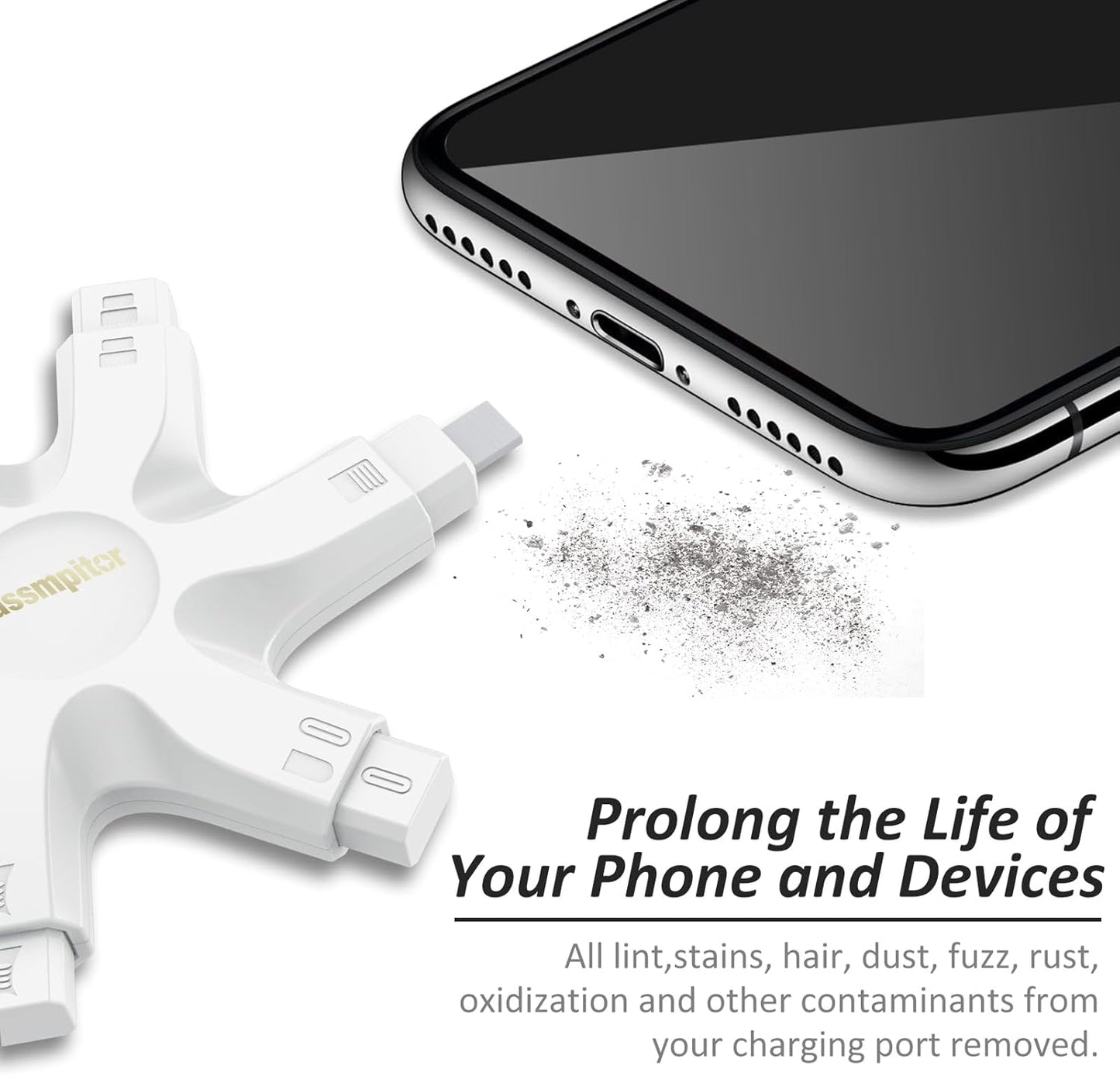 Tassmpitor for iPhone Cleaning Kit Port Cleaner, Repair and Restore Tool for iPad Pro Watch Cell Phone Charging Port, Lightning Charger Cables Speaker Airpod Cleaning Putty Dust for All Devices