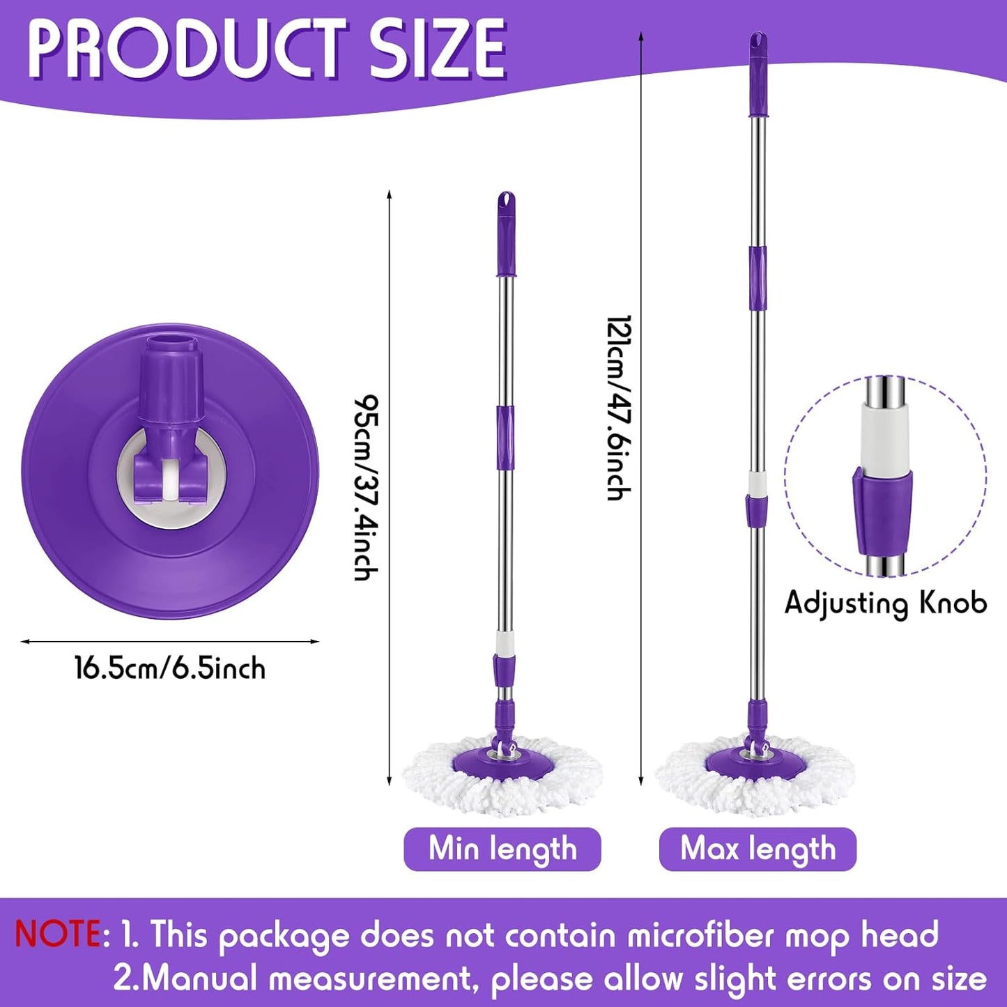 Spin Mop Replacement Handle 360 Degree Spin Mop Pole Handle Replacement Rotating Telescopic Stick for Head Replace Spinning Household Cleaning Accessories for Home(Cute Blue)