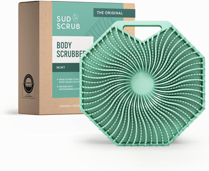 Sud Scrub® Antimicrobial Silicone Body Scrubber, Exfoliating Body Brush for Sensitive Skin, Antibacterial Shower Scrubber for Body, Bathroom Essentials for Men & Women, Charcoal