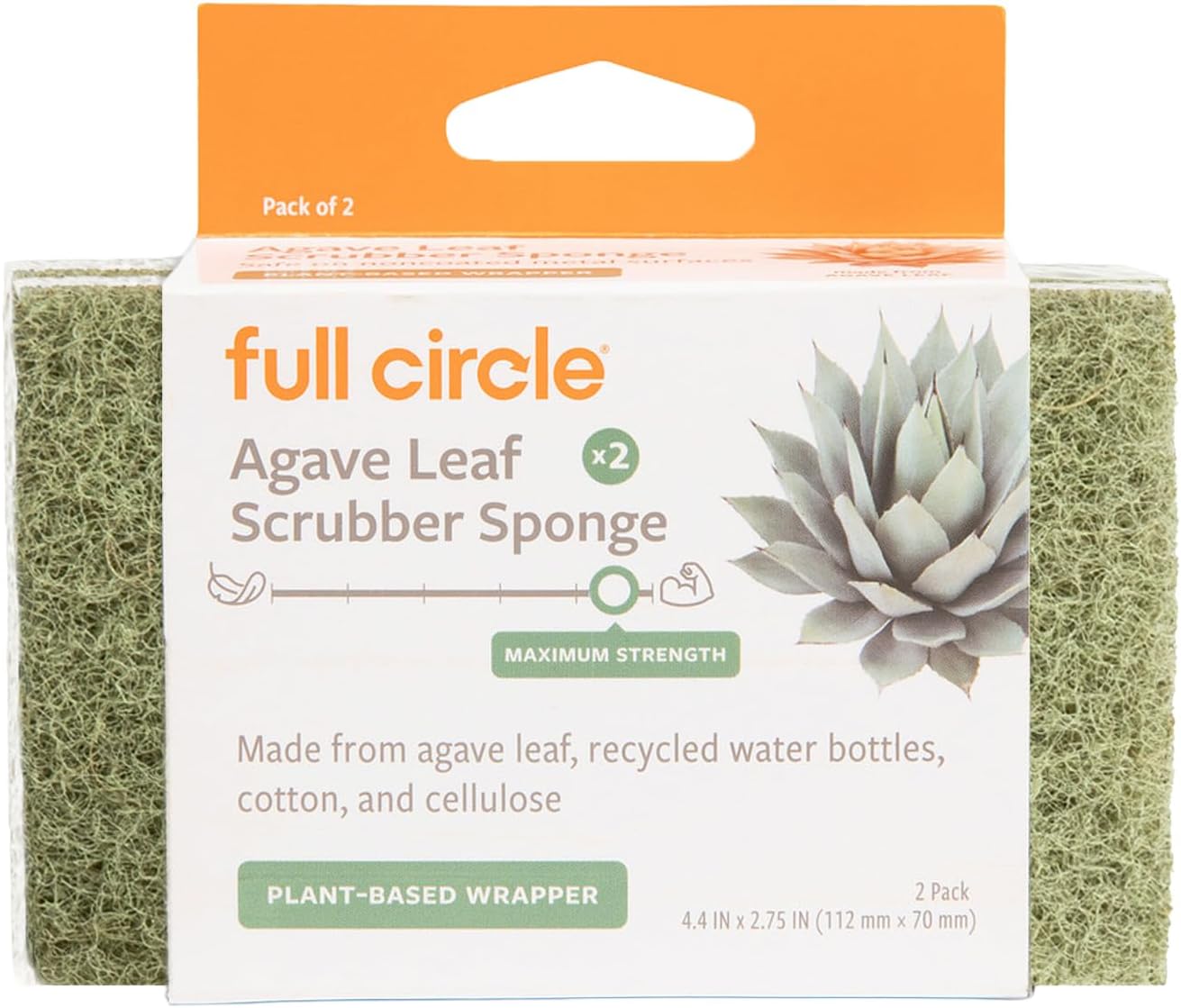 Full Circle Agave Leaf Scour Pads – Pack of 3 – Maximum Strength, Non-Scratch Dish Scrubber Made with Plant-Based & Recycled Materials, Safe for Nonstick