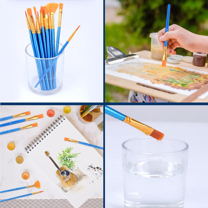 Acrylic Paint Brush Set, 1 Packs / 10 pcs Watercolor Brushes Painting Brush Nylon Hair Brushes for All Purpose Oil Watercolor Painting Artist Professional Kits.