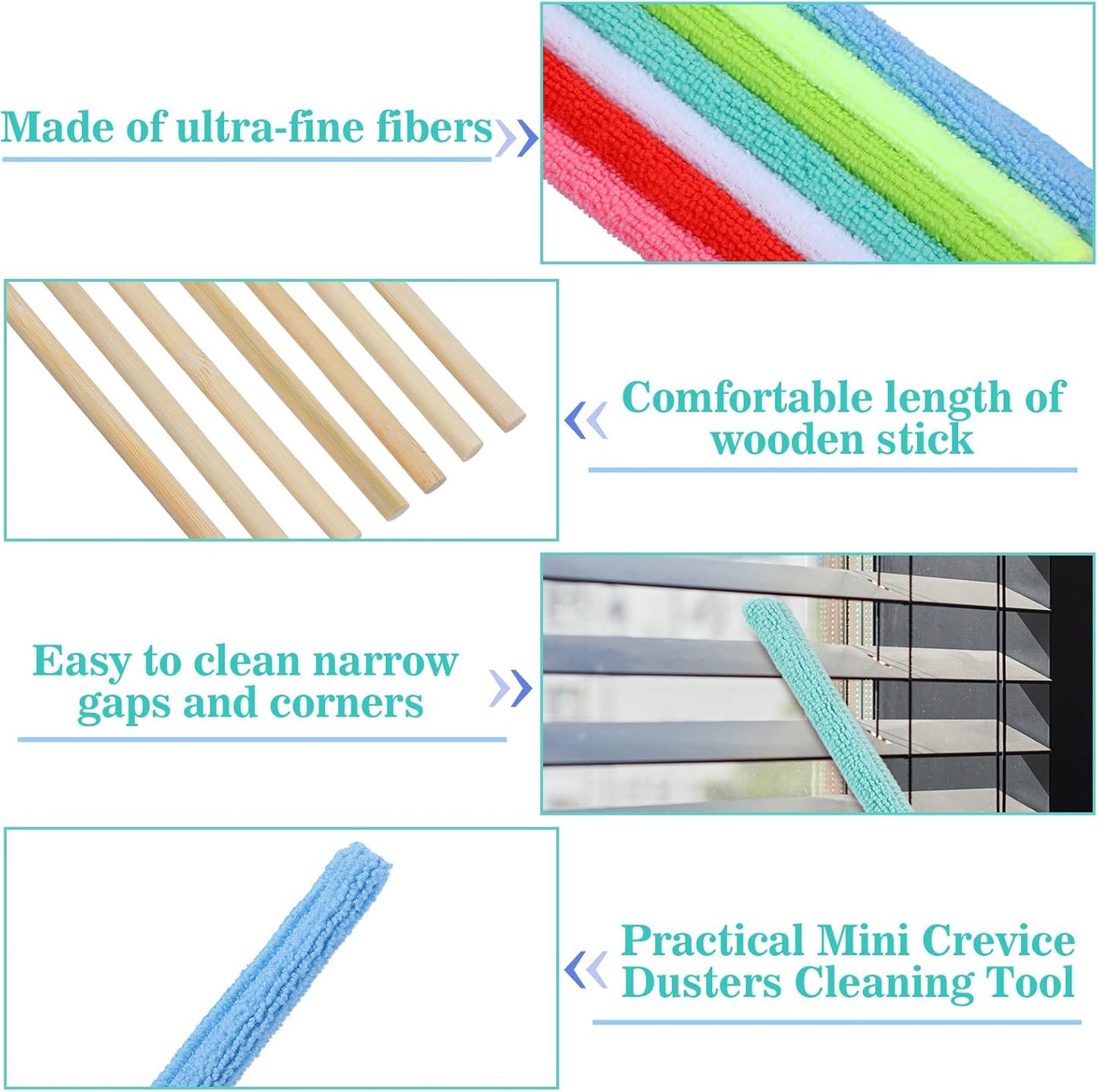 14 Pcs Small Duster for Tight Spaces,Microfiber Detail Duster Sticks,Disposable Crevice Cleaning Tool,Microfiber Mini Fan Dust Cleaner for Vent,Window,Car,Home & Office