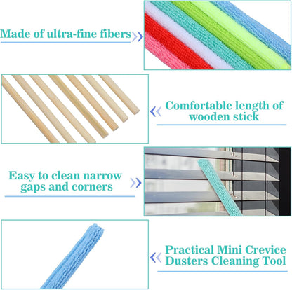 14 Pcs Small Duster for Tight Spaces,Microfiber Detail Duster Sticks,Disposable Crevice Cleaning Tool,Microfiber Mini Fan Dust Cleaner for Vent,Window,Car,Home & Office