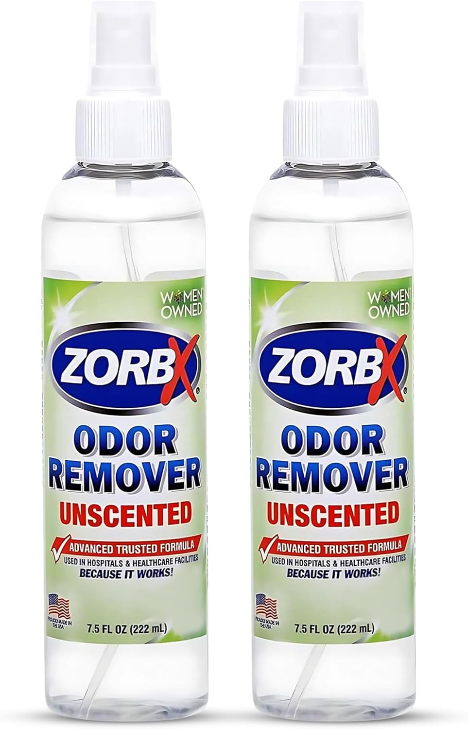 ZORBX Unscented Odor Eliminator for Strong Odor 2 Fl Oz Pack of 5 - Used in Hospitals & Healthcare Facilities - Advanced Formula, Fast-Acting Odor Remover Spray for Dog, Cat, House & Carpet