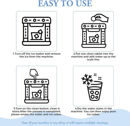 Ice Maker Cleaner Tablets, 24 Ice Machine Cleaner Descaler Tablets Compatible with Frigidaire, Opal, GE Profile, Kitchenaid, Nickel Safe Scale Remover for Countertop, Ice Makers