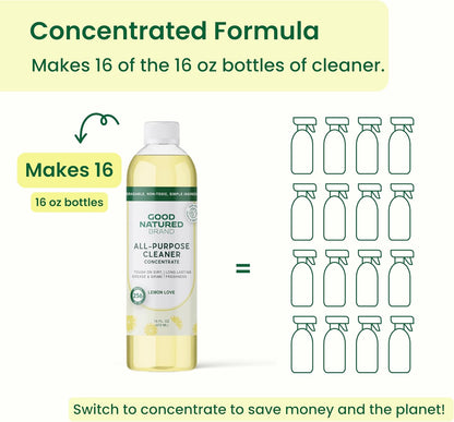 Good Natured Brand All-Purpose Cleaner Concentrate | 8oz makes 128oz | Orange Essential Oil | 16X Concentrated Natural Multi-Surface Cleaner