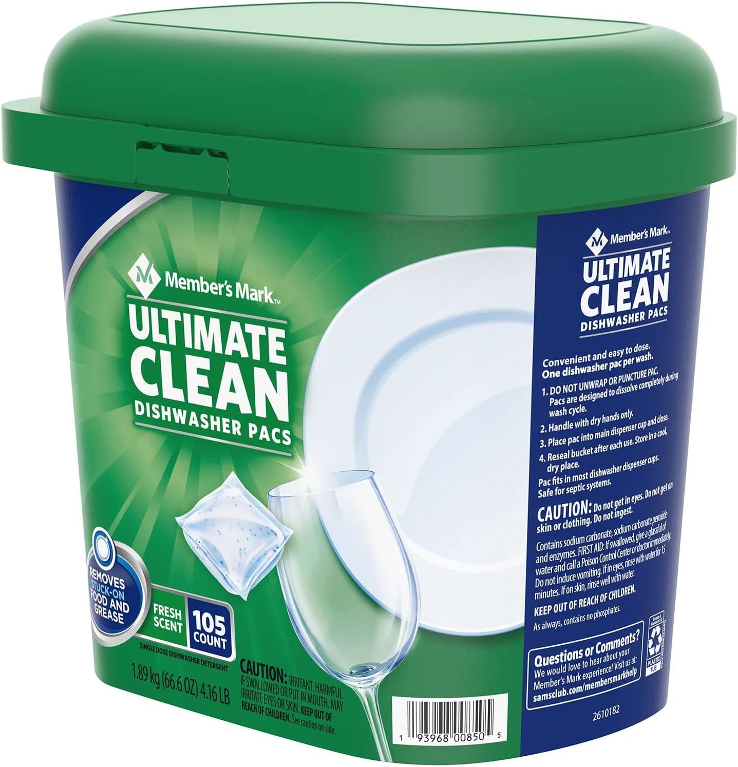 Member's Mark Ultimate Clean Dishwasher Pacs, Fresh Scent, 105ct