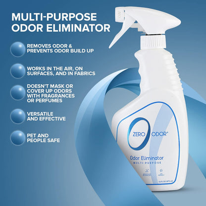 Zero Odor – Multi-Purpose Odor Eliminator - Air & Surface Odor – Patented Technology for Bathroom, Kitchen, Fabric, Closet- Smell Great Again, 16oz