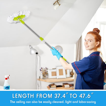 Spin Mop Replacement Handle 360 Degree Spin Mop Pole Handle Replacement Rotating Telescopic Stick for Head Replace Spinning Household Cleaning Accessories for Home(Cute Blue)