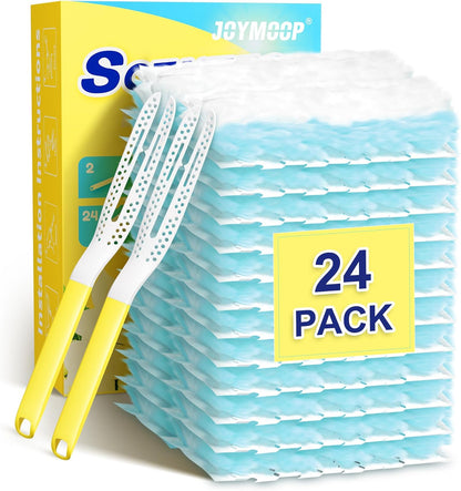 JOYMOOP Scented Telescopic Duster kit, 3FT Extendable Handle (Yellow) + 24 Yellow Refills for Swiffer Feather Duster,Easy Cleaning for Ceilings, Ceiling Fans, Blinds, Vents & Shelves