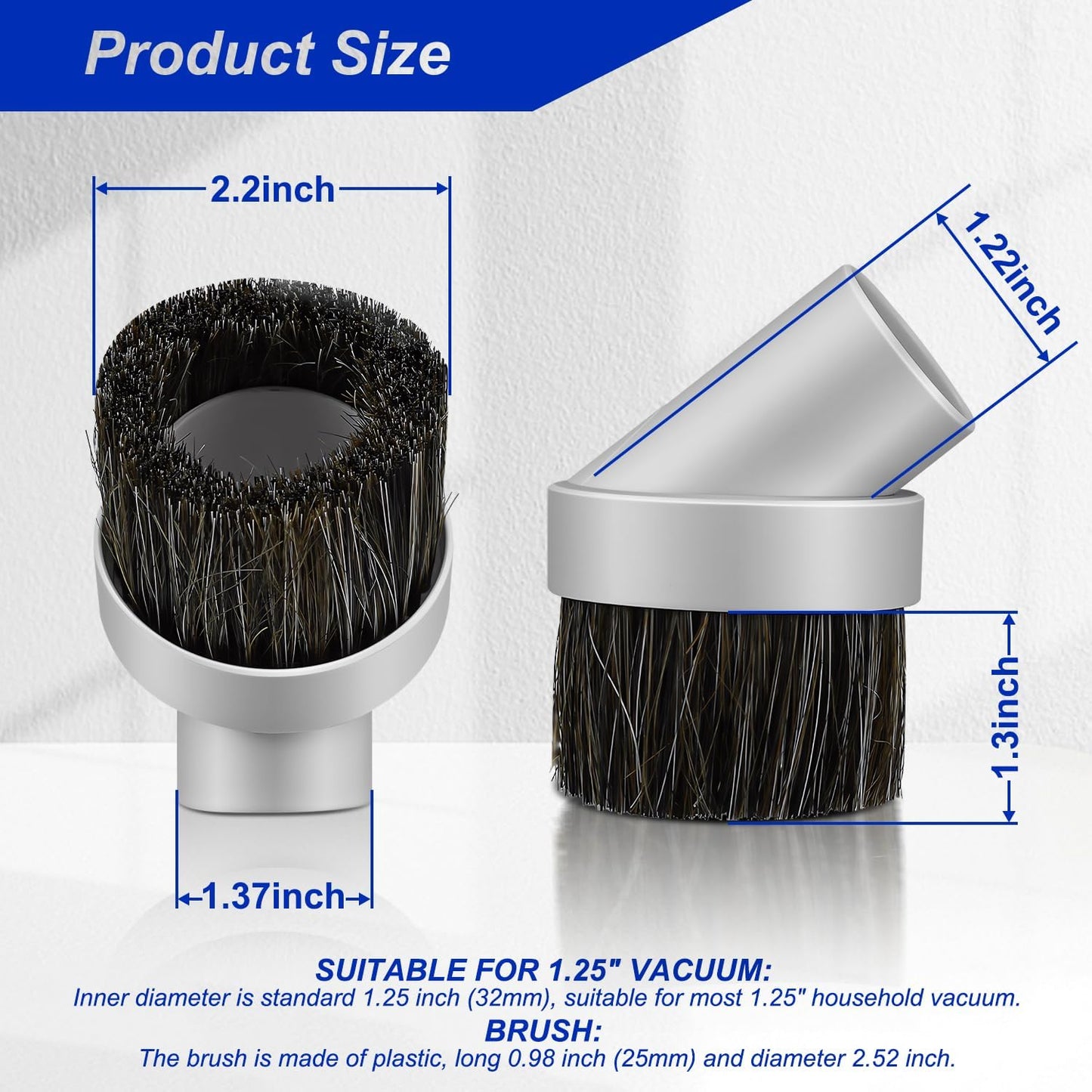 Replacement Central Vacuum Round Dusting Brush 1 1/4" Attachment Vacuum Tool for Vacuflo for Beam for Nutone for Hayden Models