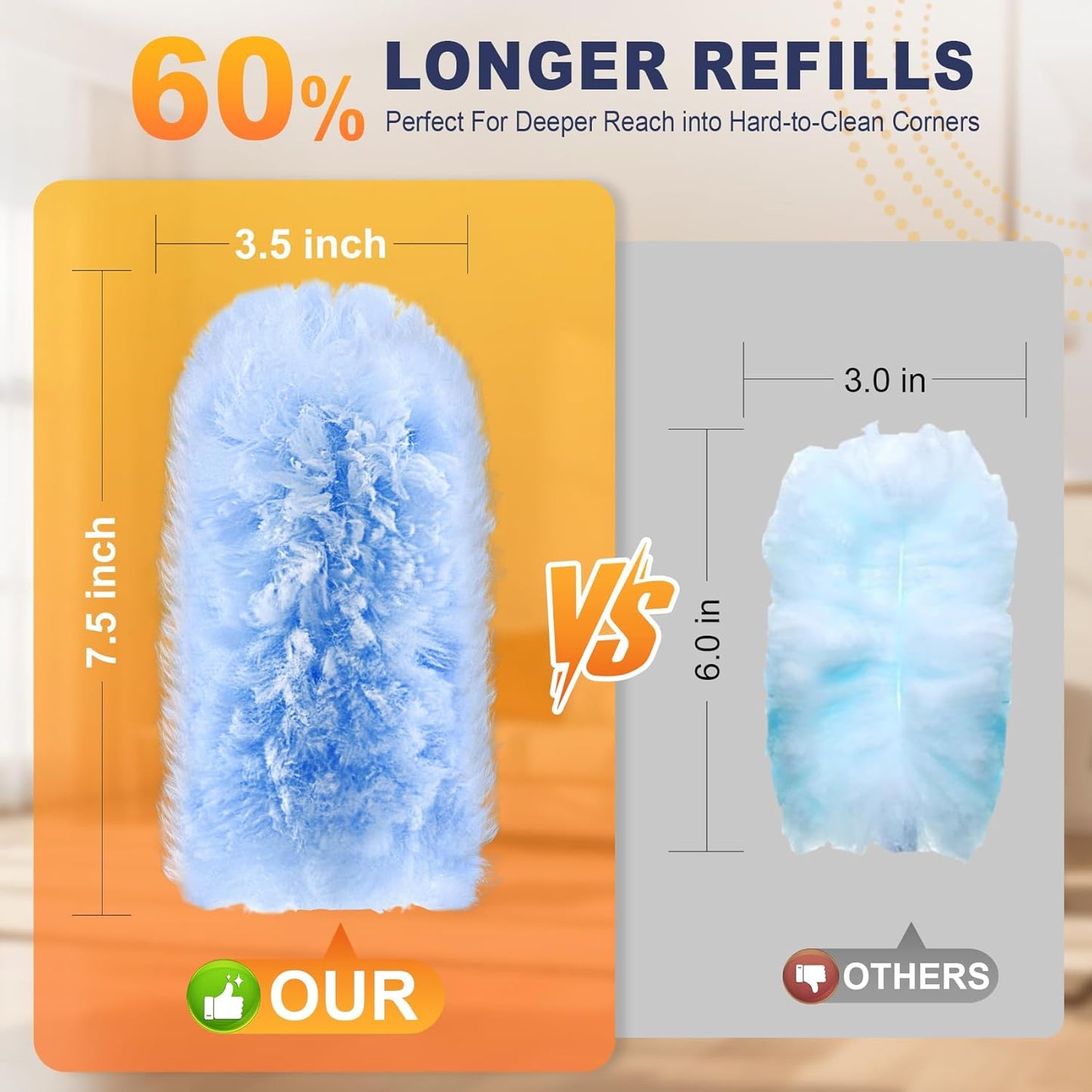 30-Pack Heavy Duty Duster Refills Compatible with Swiffer, 3FT Extendable Handle, 5X Multi-Surface Microfiber Duster for Home, Fans, Blinds, Vents & Car Cleaning