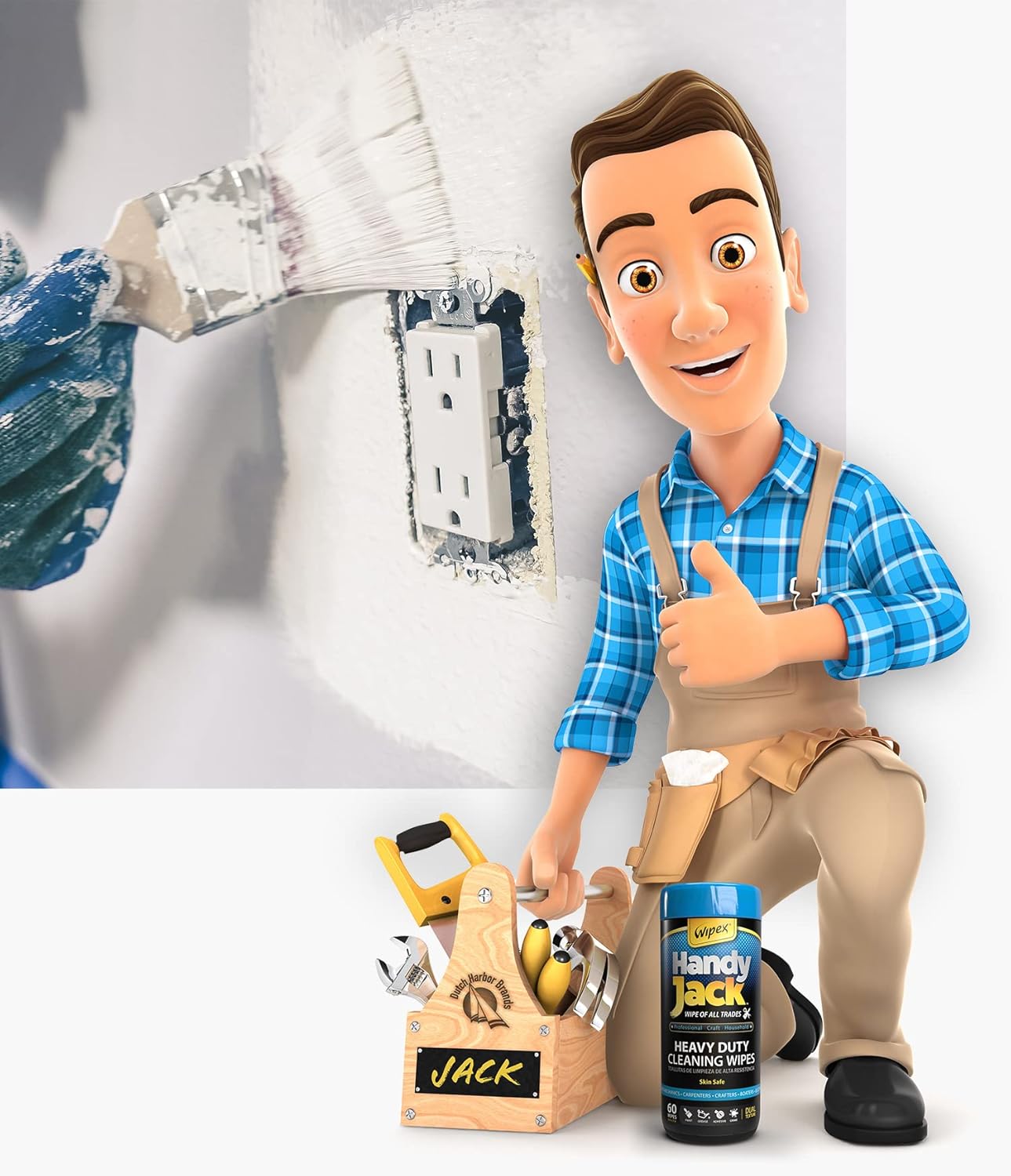 Wipex Handy Jack Heavy Duty Wipes, Dual Texture Cleaning Cloth, Use on Hands, Equipment, Tools - Removes Paint, Adhesives, Oil, Grease, & Dirt, Bulk Size, 260 Count (Pack of 1)