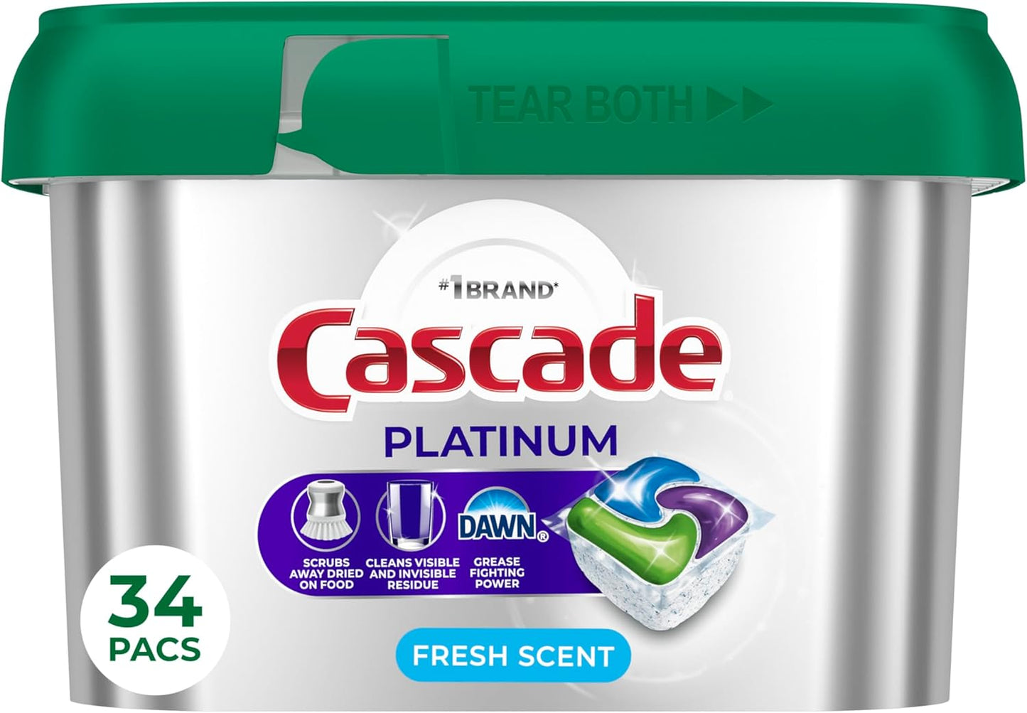 Cascade Platinum Dishwasher Pods, Dishwasher Detergent, Dish Detergent Soap, Fresh, 12 count