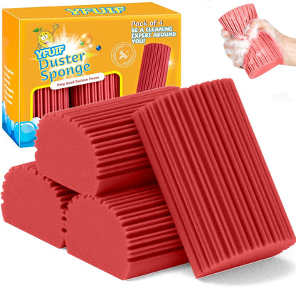 2-Pack Damp Duster Sponge for Clean, Magic Sponge Eraser Baseboard Cleaner Tool, Dusters for Cleaning Blinds, Glass, Vents, Railings, Mirrors,Window Track Grooves and Faucets