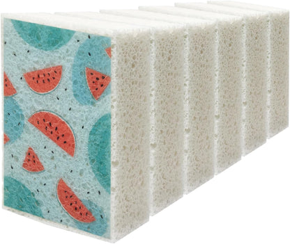 Cellulose Sponges, Large Size 4" x 6" x 1" - Heavy Duty Scrub Kitchen Sponge, Clean Tough Messes Without Scratching Kitchen Cleaning Pads, Pop Up Eco DIY (6 Pack), Green