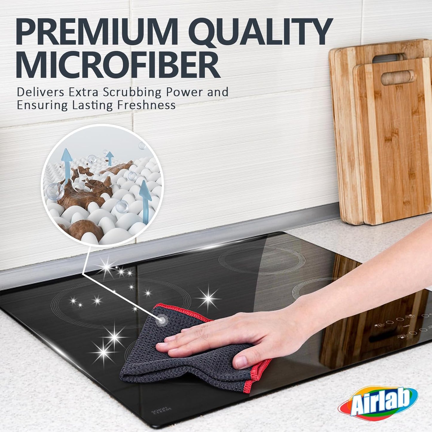 Glass Polishing Cloth Streak Free Miracle Cleaning Cloth Lint Free Microfiber Cleaning Rags for Glasses Kitchen Dish Mirrors Easy Clean, Pack of 6, 12" x 12"