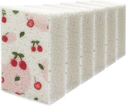 Cellulose Sponges, Large Size 4" x 6" x 1" - Heavy Duty Scrub Kitchen Sponge, Clean Tough Messes Without Scratching Kitchen Cleaning Pads, Pop Up Eco DIY (6 Pack), Green