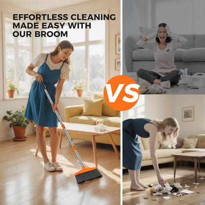 Handy Broom, Indoor/Outdoor Brooms, Duty Kitchen Broom, for Home Garage Kitchen Office Courtyard Lobby Patio Lawn Concrete (1, Red)