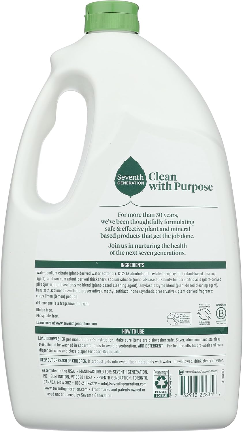 Seventh Generation Free and Clear Dishwasher Detergent Gel 42 Fluid ounce