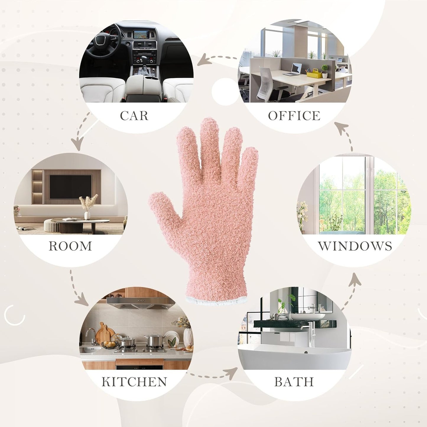 Evridwear Microfiber Plant Dusting Gloves Reusable Leaf Cleaning Glove for Houseplants,Blinds,Furniture and Small Objects