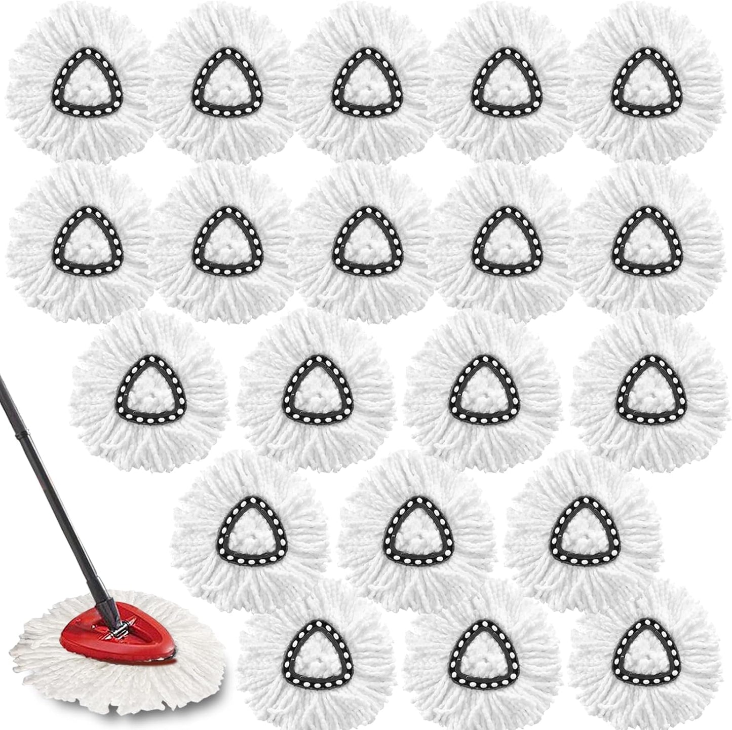 5-Pack Spin Mop Replacement Heads, 100% Microfiber Spin Mop Refills Heads for Easy Wring, 360°Micro Replacement Mop Head for Easy House Cleaning Floor Mopping - (White)