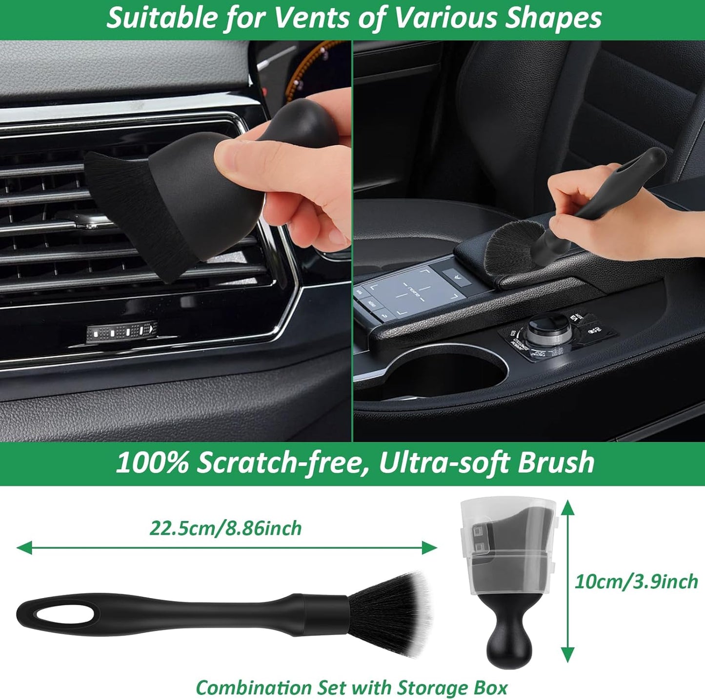 18PCS Car Detailing Brush Set, Car Interior Detailing Kit for Cleaning Interior, Exterior, Wheels, Dashboard, Upholstery Care, Professional Car Care Kit for Car Owners and Enthusiasts