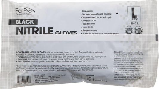 ForPro Disposable Nitrile Gloves, Chemical Resistant, Powder-Free, Latex-Free, Non-Sterile, Food Safe, 4 Mil