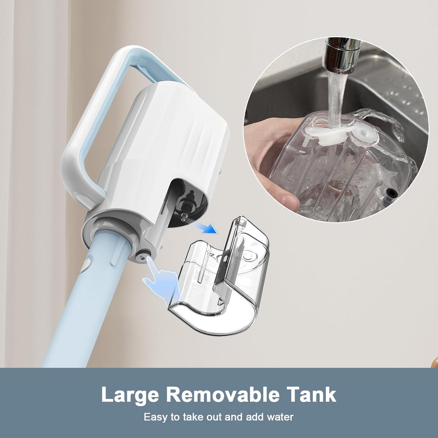 Steam Cleaner, 6 in1 Rotated Steam Mop Cleaner with 2 Modes, 2 Microfiber Pads, 400ML Removable Tank, 23FT Power Cable, Detachable Steam Mops for Floor, Laminate Floor, Tiles Cleaning (Azure)