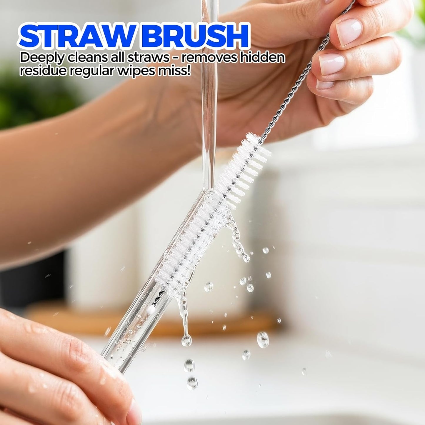 Holikme 4 Pack Dish Brush with Handle Set - 2 Pack Kitchen Dish Brush with Handle, 2 Straw Brushes, Deep Cleaning Dish Brush for Kitchen Sink Dishes, Pot and Pans, Green