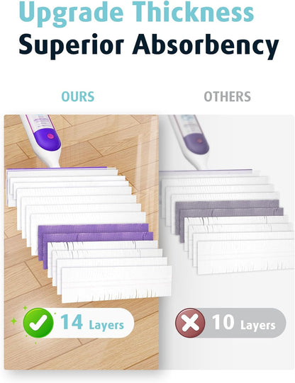 AIR U+ 24 Pack Disposable Power Mop Pads Refills for Swiffer Power Mop, Unscented 14-Layer Thickened Multi-Surface Replacement Mopping Refills Pads for Floor Surface Cleaning
