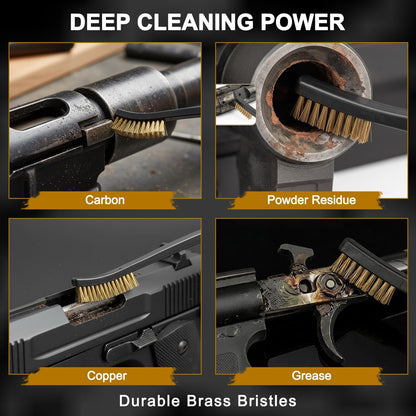10 Pack 7Inch Double-Ended Gun Cleaning Brushes, Brass Wire Brush Set for Carbon & Copper Residues, All Purpose Metal Cleaning Kit with Nylon Handle