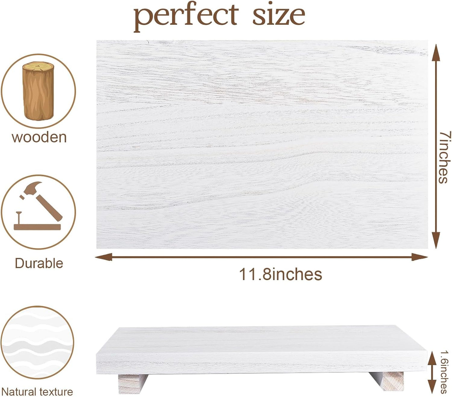 zoocatia Small Wood Tray Pedestal Stand Farmhouse Bathroom Decor Decorative Wooden Riser Kitchen Soap Dish Holder for Vanity, Counter, Sink, 9" x 5.9" - Black