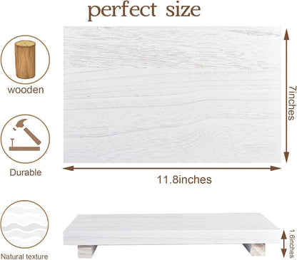 zoocatia Small Wood Tray Pedestal Stand Farmhouse Bathroom Decor Decorative Wooden Riser Kitchen Soap Dish Holder for Vanity, Counter, Sink, 9" x 5.9" - Black