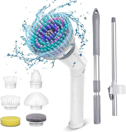 Qimedo Electric Spin Scrubber Extra Large Brush Q3,6000 mAh Best Battery Power Scrubber for Cleaning,1200RPM Shower Cordless Cleaning Brush with 8 Brushes for Bath/Tub/Tile/Floor (Smart Display)
