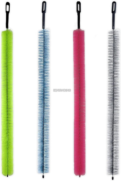 Bristle and Flexible Brush 27 Inch for Clothes Dryer Lint Vent Trap Cleaning, Refrigerator Coil, Drain Pipes and Radiators Cleaning (Wood Handle - 2 Pack)