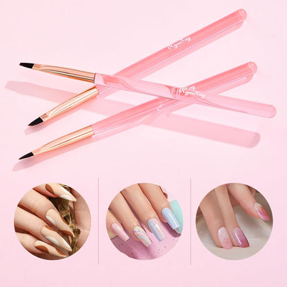 3PCS Nail Art Clean Up Brushes -Round/Angled Nail Brushes for Cleaning Polish Mistakes on the Cuticles, Brushes for Nail Art and Designs Painting DIY