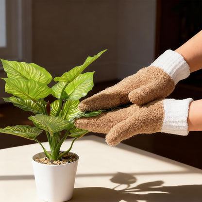 3 Pairs Microfiber Dusting Mitt Household Cleaning Gloves Leaf Cleaning Gloves Washable Reusable for Blinds, Windows, Plants, Furniture Clean