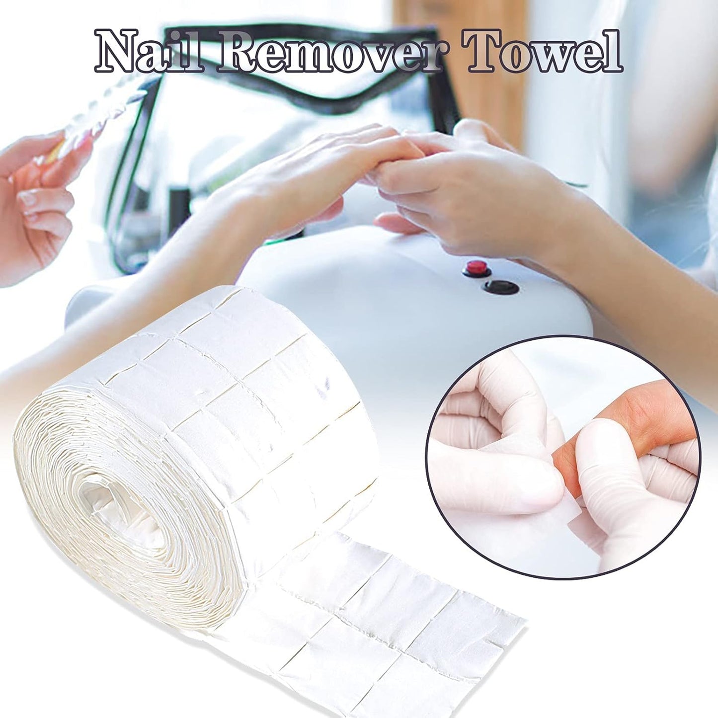 500Pcs/1 Roll Lint Free Nail Art Gel Polish Remover Cotton Pad Nail Wipe Cotton Pads Cleaner Cleaning Dust Cleaning Degreasing Nail Napkins Cotton for Women and Girls Salon Nail Art Daily
