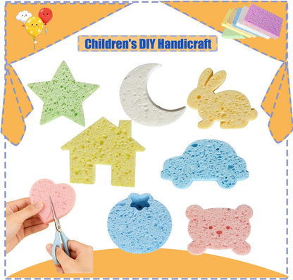 12 Pack Natural Cellulose Sponges,Kitchen Sponges, Dishwashing Sponges, Car Washing Sponge, Color Sponge Suitable for Kitchen and Bathroom,Car,Household, Children's Fun Cutting DIY.