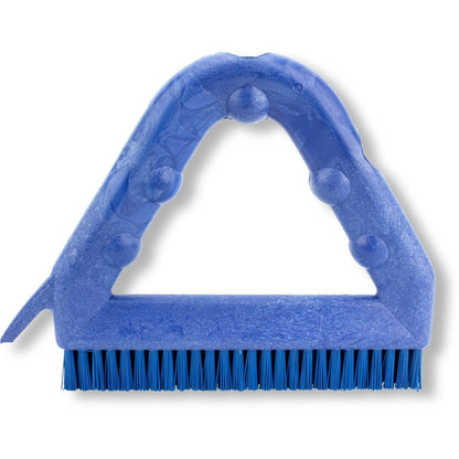 SPARTA Plastic Commercial Grout Brush, Triangle-Shaped Scrub Brush with Scraper and Two Threaded Holes for Attaching Handle (Sold Separately), 9 x 7 x 7 Inches, Gray