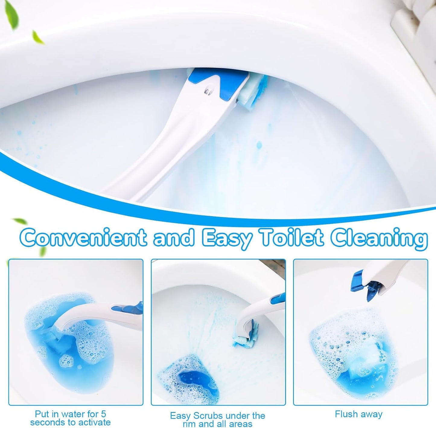 Effacera 72 Refills Flushable Toilet Refills, Disposable Toilet Bowl Paper Bulk, Fresh Toilet Brush Refill Pads for Toilet and Bathroom, Toilet Brush Accessories(No Handle)