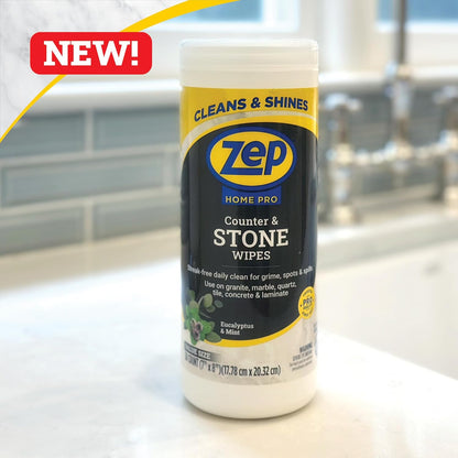 Zep Home Pro Counter & Stone Wipes 50 count - R59212 - Streak-free daily clean for grime, spots and spills