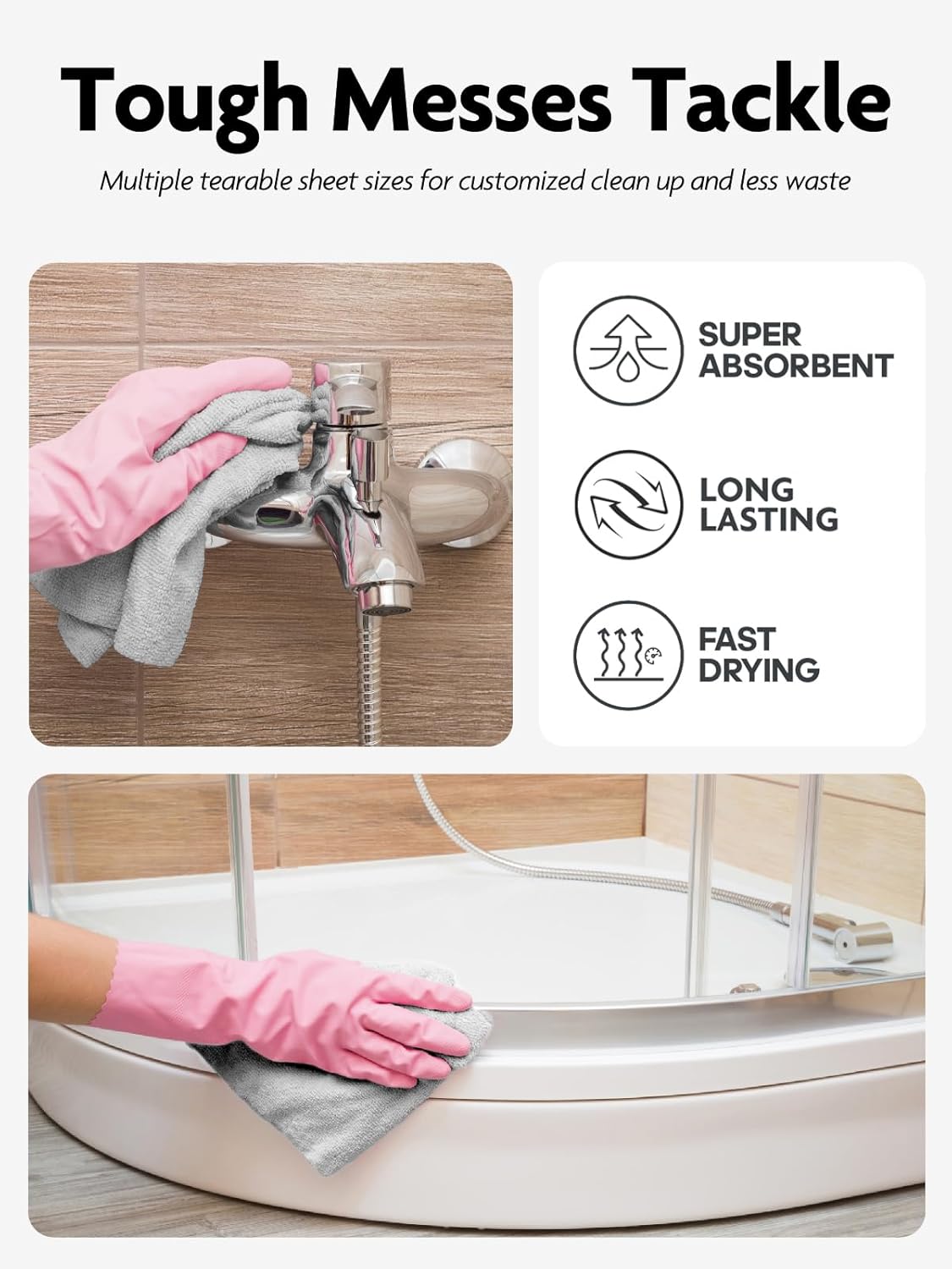 Fantasticlean Microfiber Cleaning Cloth Roll -40 Pack, Tear Away Microfiber Towels, 12" x 12", Reusable, Washable, Scratch Free, Ultra Absorbent Dishcloth for All-Around Cleaning Supplies (White)