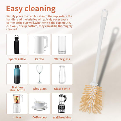 Bottle Brush Set – Adjustable Long Handle (Up to 15.6”) Narrow Bottle Cleaner, Fixed Handle Bottle Cleaning Brush, 2 Traceless Hooks & 2 Straw Brushes for Water Bottle Coffee Maker& More