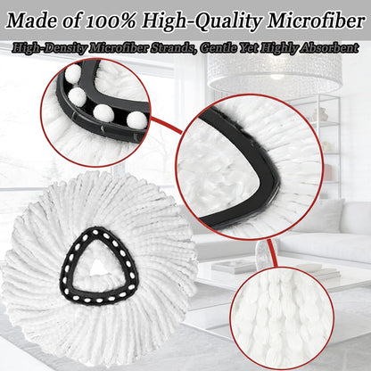 6Pcs Mop Heads Replacement,Spin Mop Replacement Head Compatible with Cedar Easywring 1-Tank System,Including 4 Spin mop Replacement Heads,1 Brush Head and 1 Base(Machine Washable & Easy to Replace)