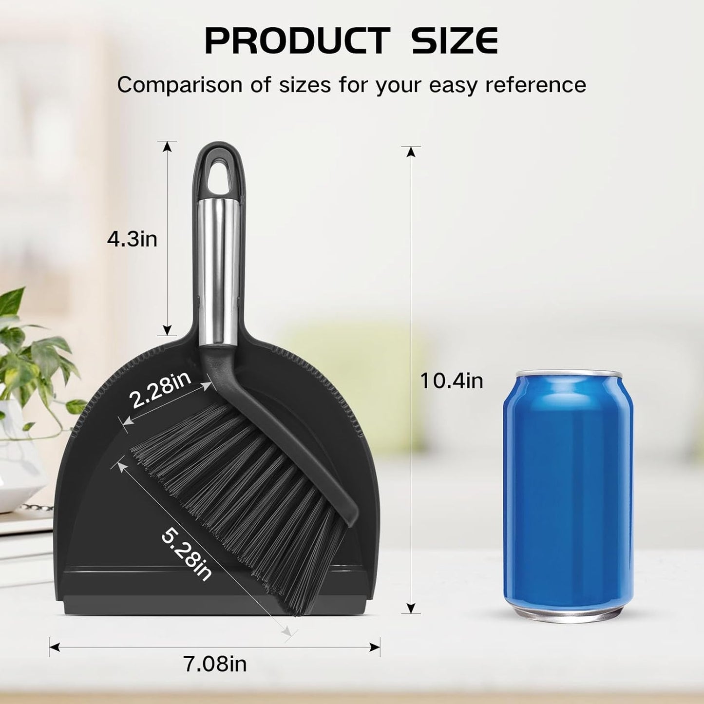 NACENA Mini Broom and Dustpan Set, Small Dust Pan and Brush Set with Handle Dustpan Teeth for Cleaning Hair Suitable for Office Desks Drawers Sofas Outdoor Camping, Light & Purple