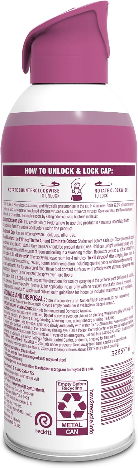 Lysol Air Sanitizer Spray with Bacterial Odor Eliminator for Home & Office, Sanitizing Air Spray, Air Freshener Alternative, Light Breeze Scent, 10 oz (Pack of 3)