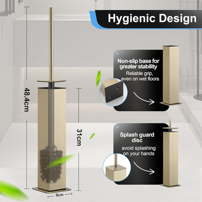 BVL Toilet Brush and Holder Set Brushed Nickel Stainless Steel 304 Square Freestanding Toilet Brush for Bathroom