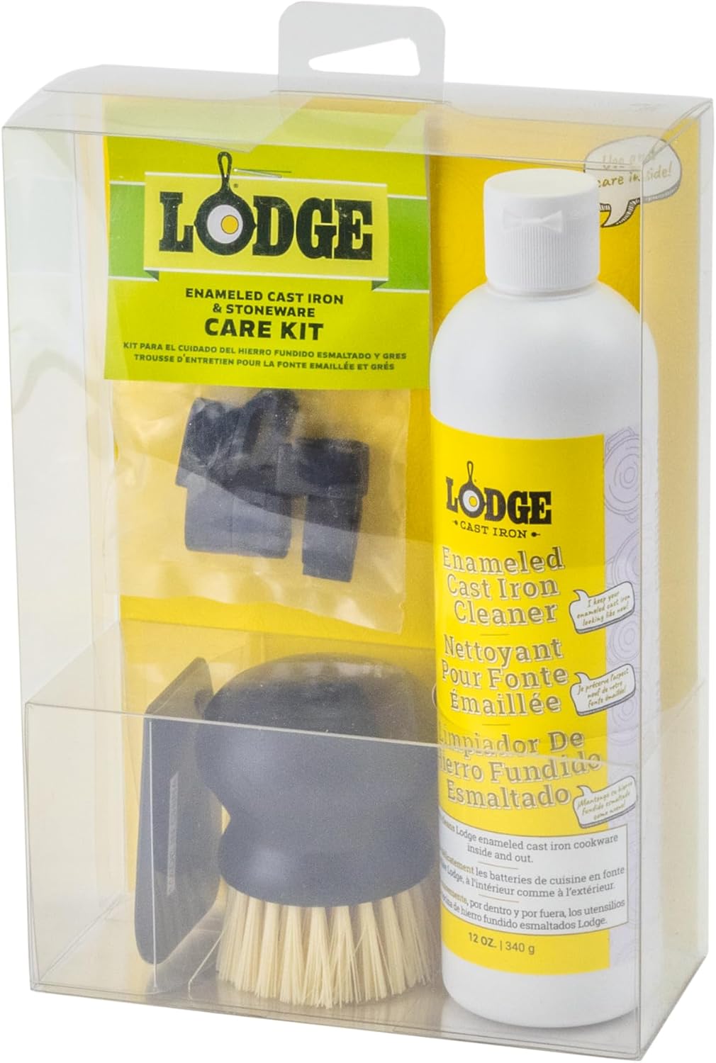 Lodge Enameled Cast Iron & Ceramic Stoneware Cleaner - 100% Biodegradeable Enamel Cleaner - Dye and Bleach-Free - 12 Fl Oz